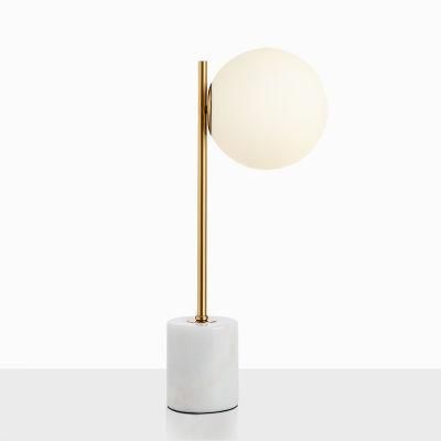 Modern Minimalist Hotel Bed Side Desk Light Glass Restaurant Dining Nordic Light Luxury Metal Postmodern Simple Marble Table Lamp