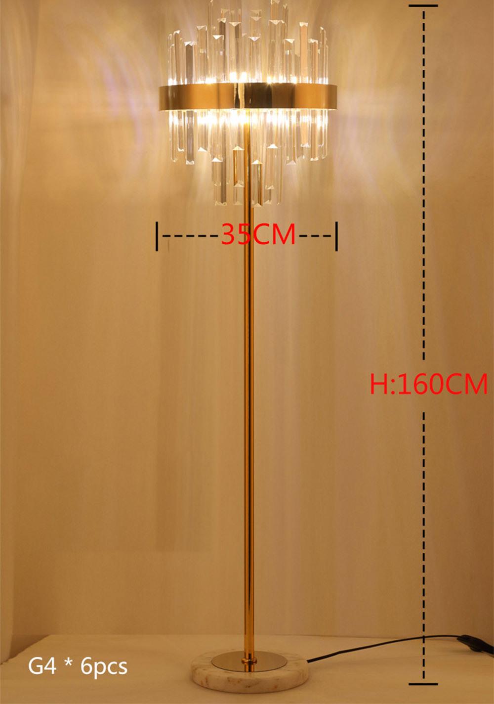 Luxury Modern Crystal Gold Stand Floor Lamp LED for Bedroom Living Room Crystal Floor Lamp (WH-MFL-79)
