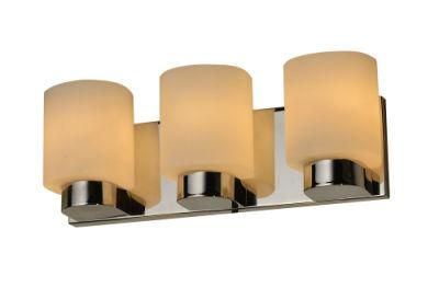 3 Light Cylinder Opal White Glass Vanity Wall Sconce Light