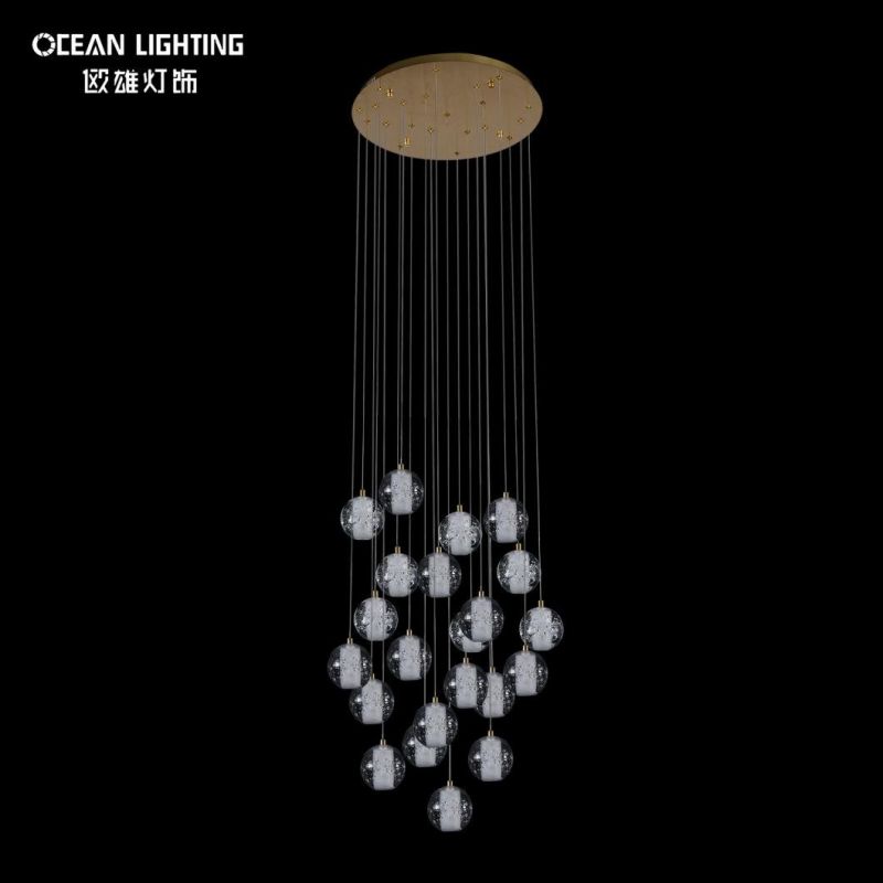 Golden Warm Lighting 3000K Spherical Metal 22*3W Crystal Chandelier Luxury