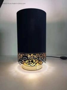 Mini Table Lamp in Chrome Gold Finish with Fabric Lamp Shade