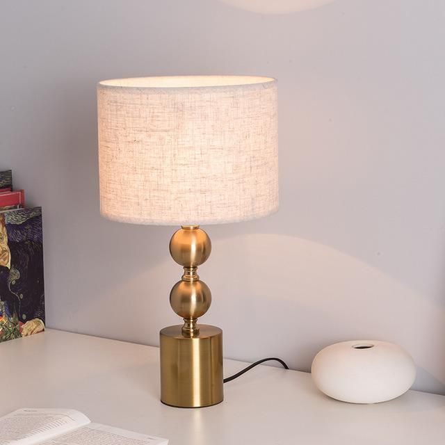 Design Lamp Modern Simple Golden Bedroom Model Room Villa Room Lamp Metal Cloth Lamp Luxury Lamp