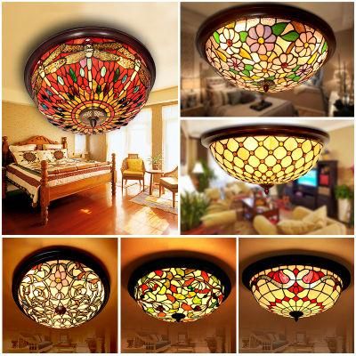 40cm 50cm Classic Popular Sunflower Garden Ceiling Lamp Tiffany Stained Glass Bedroom Restaurant Cafe Bar Corridor Lamp