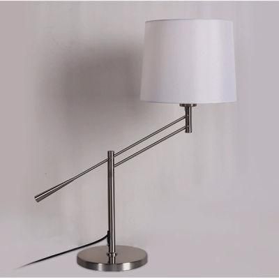 Decorative modern Fabric Table Lamp with Swing Arm Suitable for Bedside Hotel Desk Lamp