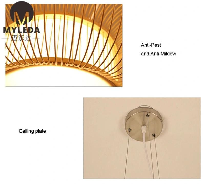 E27 Antique Creative Black Metal Wooden Cage Pendant Lamp for Restaurant, Living Room, Bar