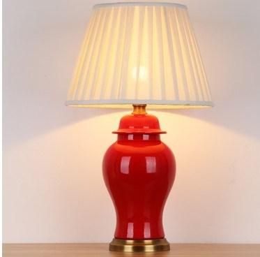 Jingdezhen Ceramic Table Lamp New Chinese Style American Living Room Yellow Queen Room Bedroom Lamp Hotel Decoration