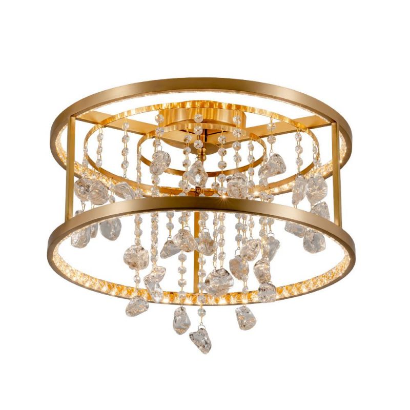 Copper Modern Chadelier Living Room Bedroom Crystal LED Brass Ceiling Light (WH-CA-70)