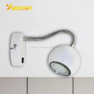 Surface Mounted Adjustable Round LED White Wall GU10 Light Fixture for Bedroom Bedside Living Room Reading