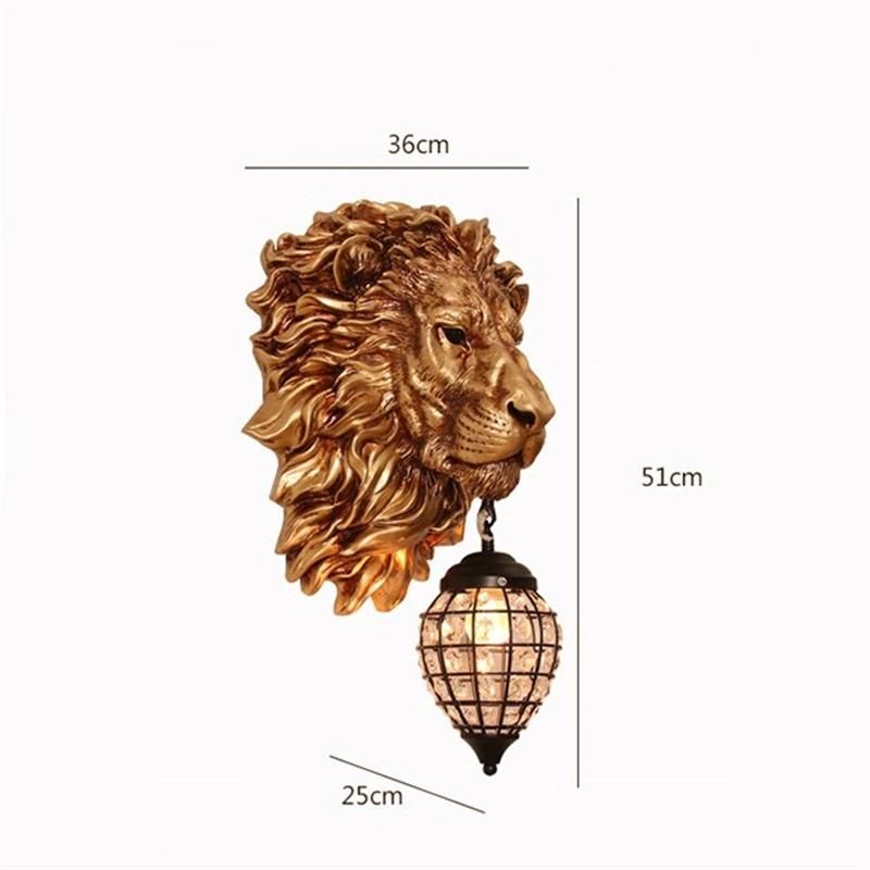 European Retro Gold Lion Wall Lamp Vintage Crystal Wall Sconce Light (WH-OR-65)