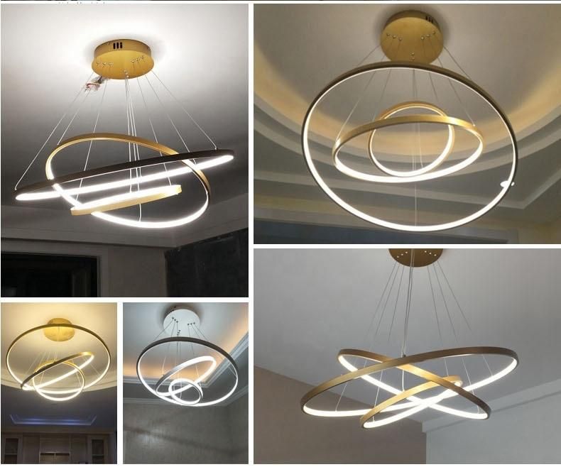 Indoor Modern Circular Ring Chandelier 1 - 3 Rings Pendant Light Home Hotel Lighting