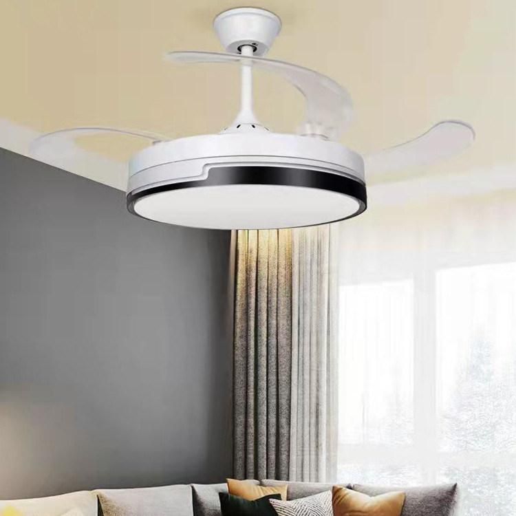 Retractable Indoor Ceiling Fan with LED Light and Remote Control for Living Room Dining Room Bedroom