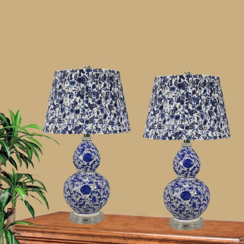 Factory Direct Wholesale Blue Floral Pattern Indoor Lighting Table Lamp Ceramic Lamp Porlain Light