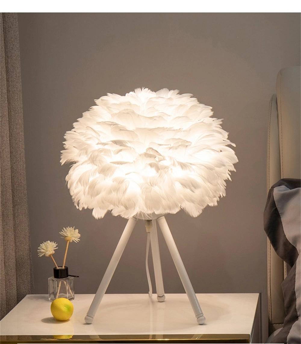 Feather Lamp for Living Room Bedroom Table Lamp Modern Decoration Bedside Lamp Room Light Goose Feather Lamp Feather Table Lamp