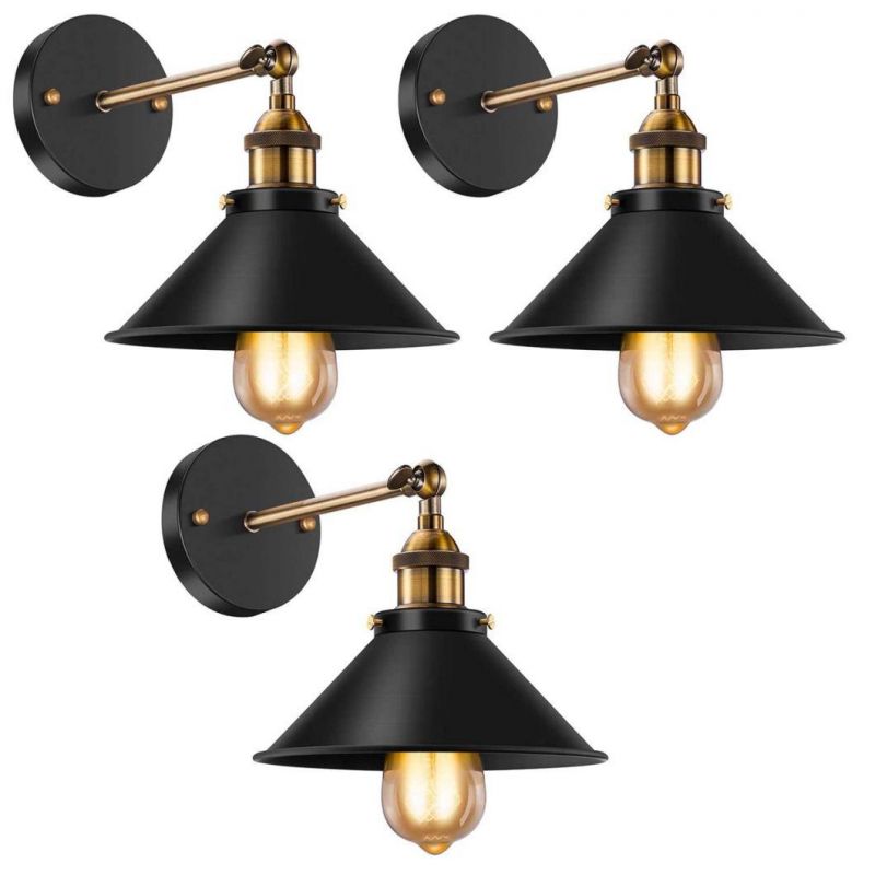 Vintage Wall Sconces Industrial Sconces Wall Lighting Antique 240 Degree Adjustable Black Wall Sconce for Restaurants Galleries Aisle Kitchen Room Doorway