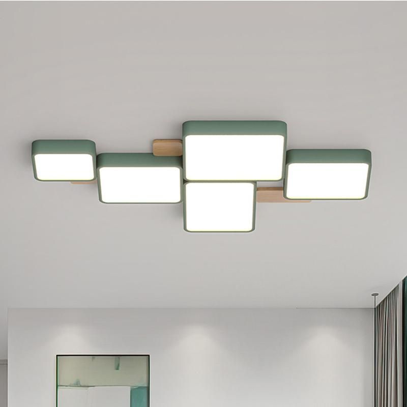 Living Room Lamp Geometry LED Bedroom Lamp Warm Simple Modern Dining Room Ceiling Light