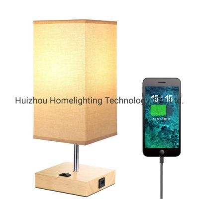 Jlt-9454 Linen Shade USB Charging Port Reading Lamp for Living Room End Side Table Bedside Nightstand Lamp