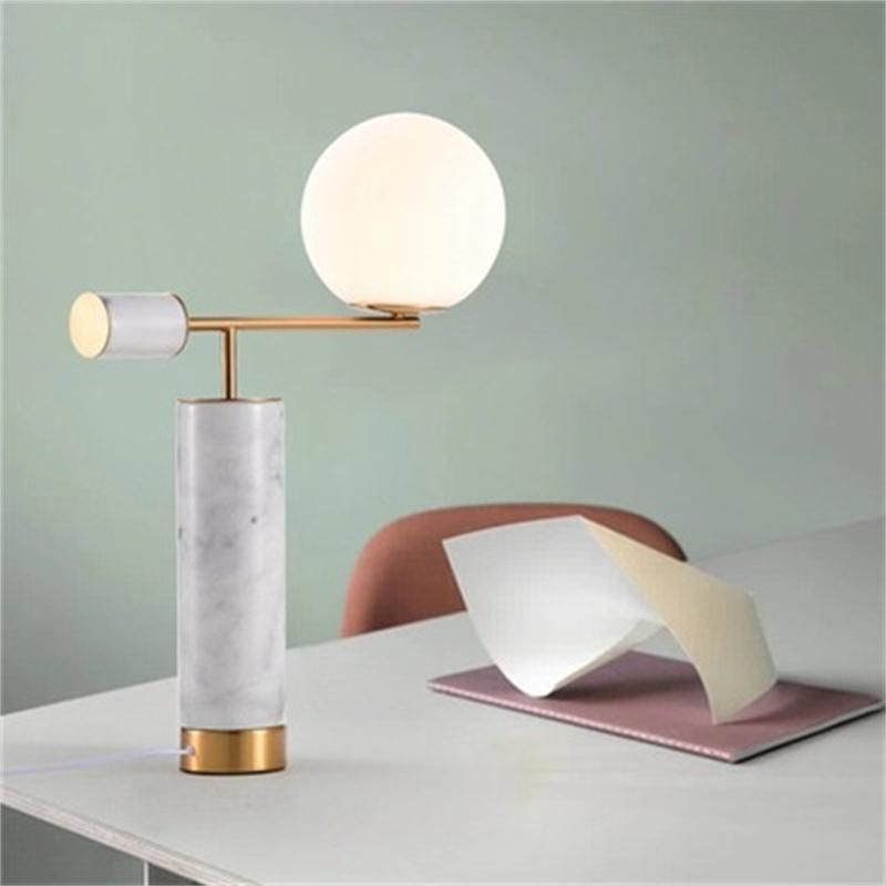 Nordic Creative Living Room Bedroom Glass Ball Bedside Lamp Simple Marble Table Lamp