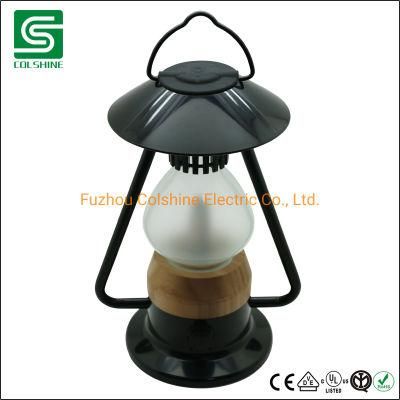 Vintage Bamboo Lamp Table Lamp Camping Lantern with USB Powerbank