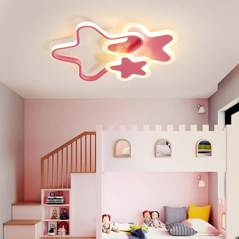 Cute Star Design Pink Color Kid Children Bedroom Lamp Ceiling Lamp
