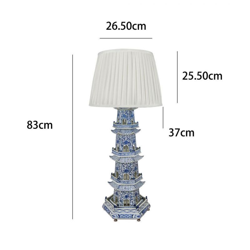 Classical Blue and White Porcelain Tower Base Lighting Indoor Table Lamp