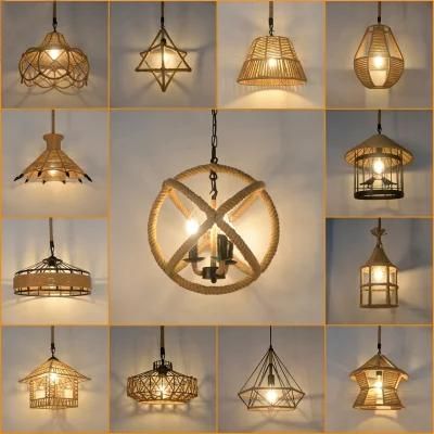 Indoor Lighting Pendant Lamp Rattan Pendant Light Hemp Rope Kitchen Pendant Lighting