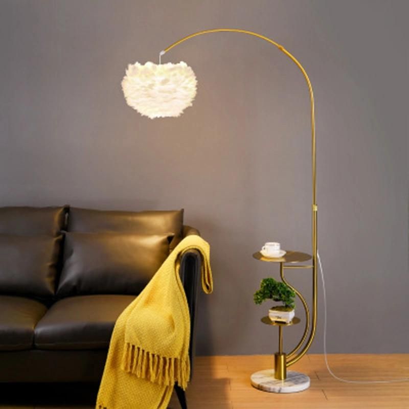 Romantic Feather Floor Lamp, Sofa Vertical Table Lamp for Living Room Bedroom Bedside Lamp (WH-MFL-87)