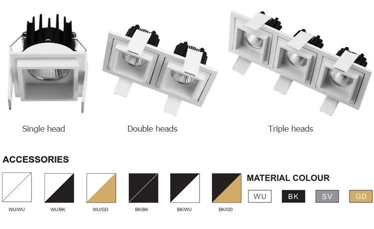 Aluminum COB 4.6W 6.8W 2700K 3000K Black White Color Recessed Spot Light LED Downlight