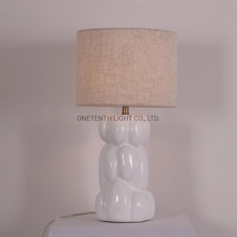 Acrylic Fabric Lamp Shade with White Ceramic Lamp Body Table Lamp.