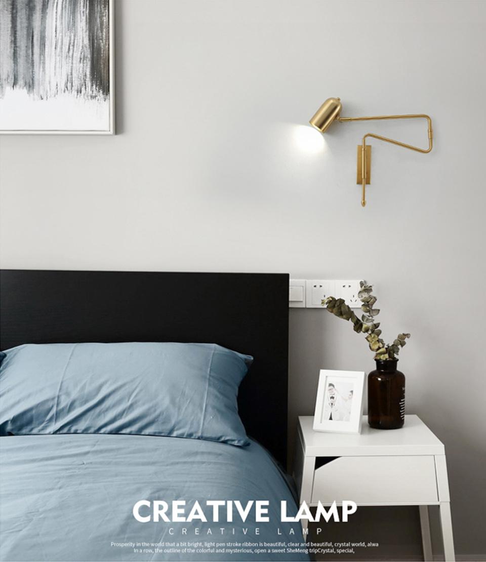 Adjustable Long-Arm Retractable Wall Lamp Creative with Switch Reading Bedside Retractable Light (WH-OR-49)