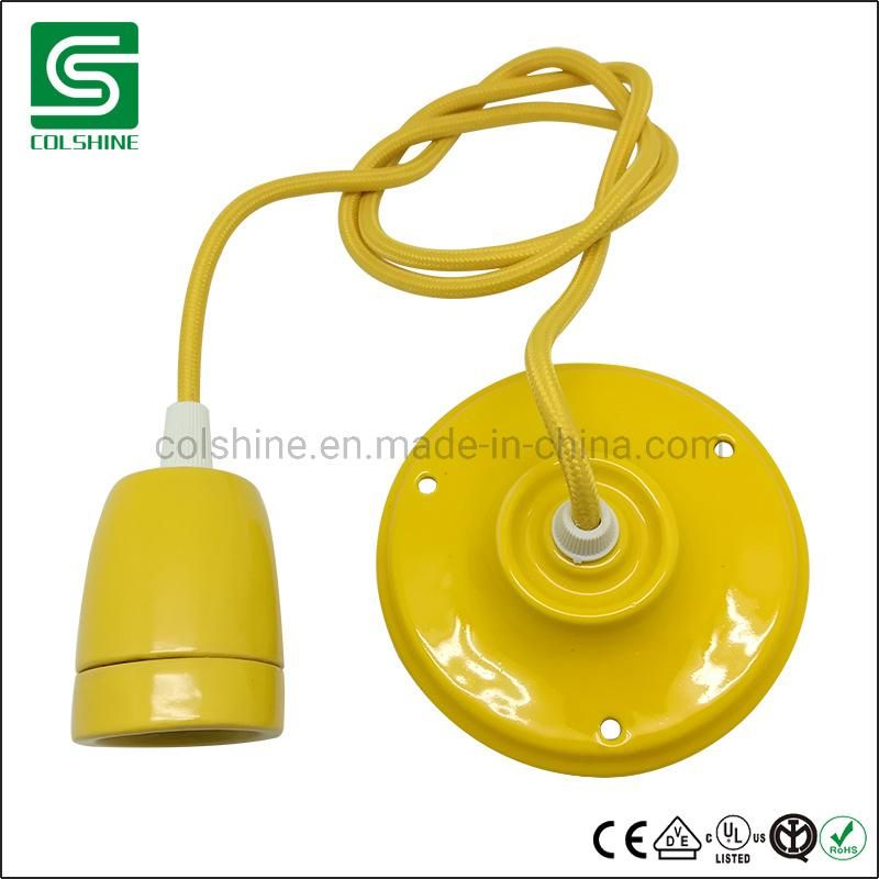 Porcelain Lamp Holder with Cable and Ceiling Roce E27 Ceramic Pendant Light