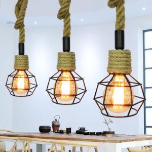 E27 Antique Hemp Rope American Style Designer Hanging Lights for Dining Room, Lobby