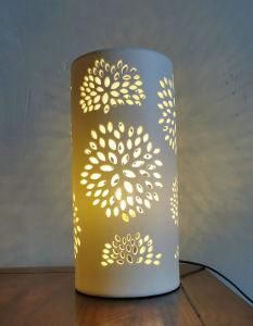 Modern Flower Hollow Pattern Ceramic up Mini Table Lamp