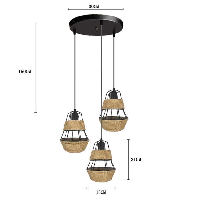 European Retro Wrought Iron Industrial Style Restaurant Hemp Rope Chandelier