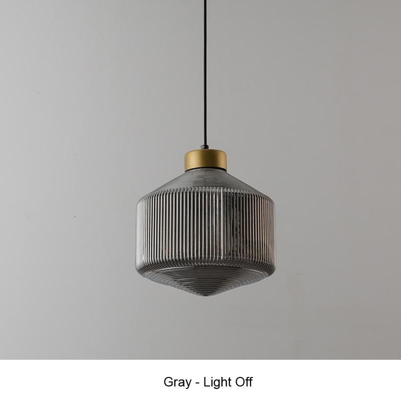 Nordic Simple Luxury Pendant Lights Counter Gustaof Drum Shaped Patterned Glass Pendant Light (WH-AP-296)