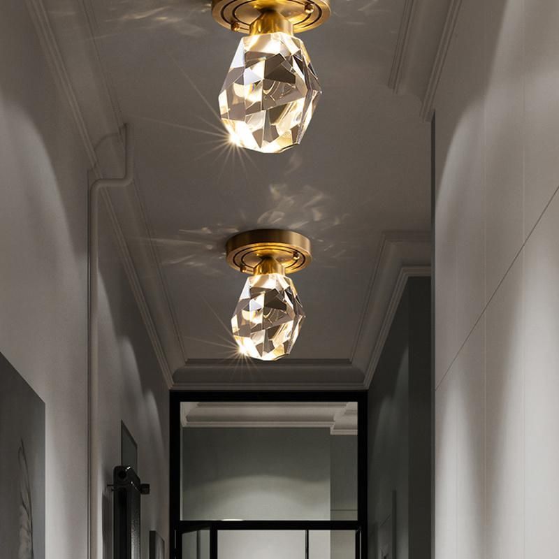 Copper Crystal Light Corridor Light Bright Decoration Lamp Luxury Postmodern Ceiling Light