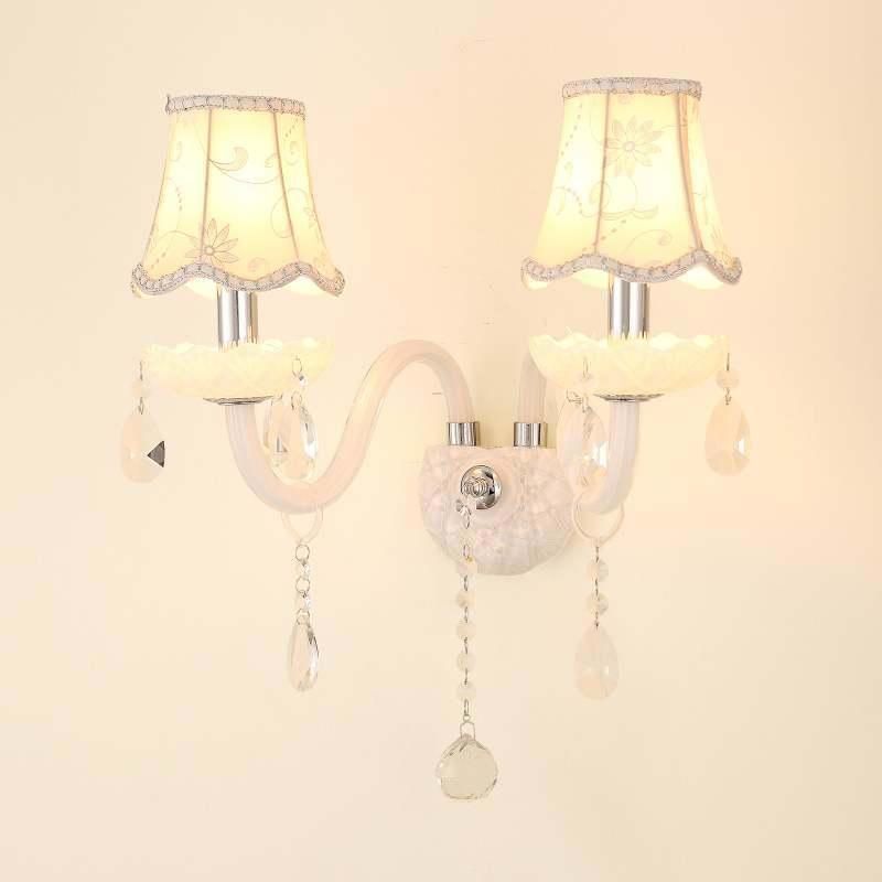 Modern Design LED Luxury Hanging K9 Crystal White Wall Lamps Bedroom Headboard Wall Sconce (WH-OR-162)