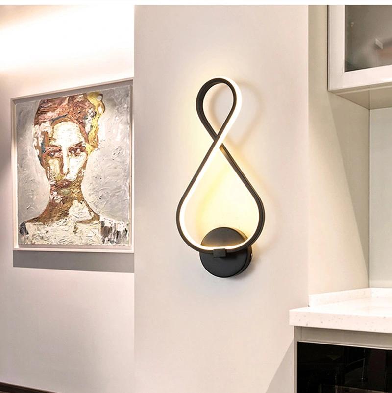Modern Minimalist LED Wall Light for Living Room Bedroom Bedside Black Aisle Corridor Stair Wall Light ((WH-OR-81)