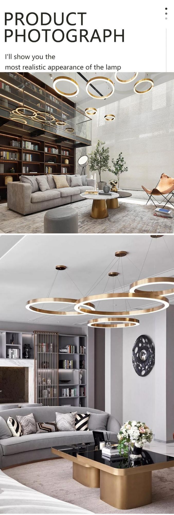 New Product Decorative Commercial Hotel Staircase Show Room Custom Round Chandelier Light