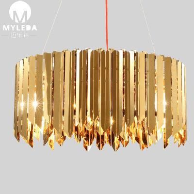 Modern Round Gold Reception LED Chandelier Lamp for Interior Projects