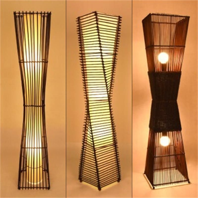 New Chinese and Japanese Southeast Asian Bamboo Decorative Lighting Bamboo Silk Floor Lamp