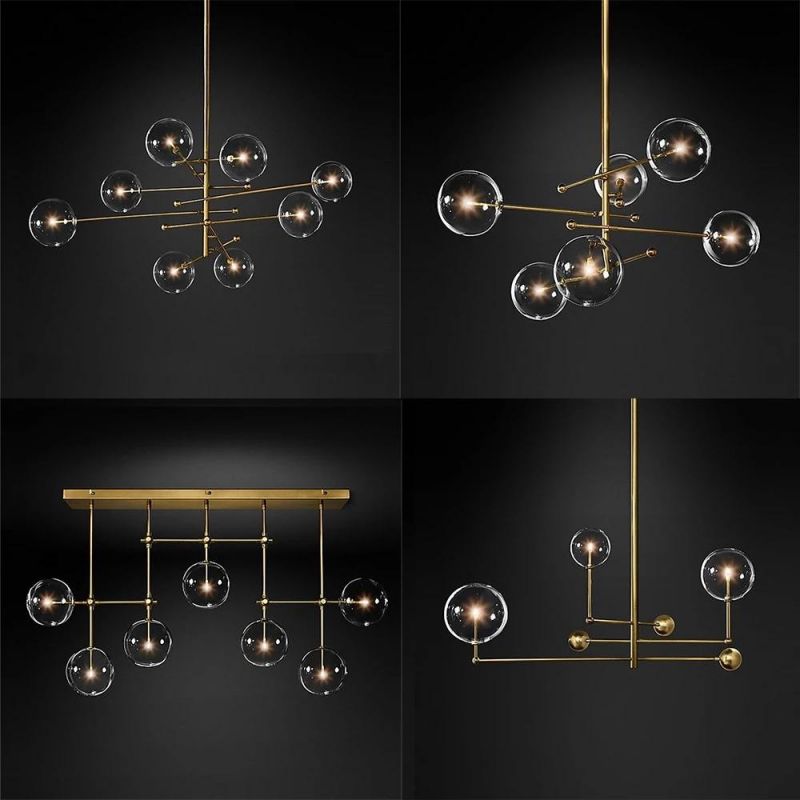 Postmodern LED Chandelier Living Room Black Gold Hanging Light Fixture Nordic Glass Ball Pendant Lamp (WH-GP-34)