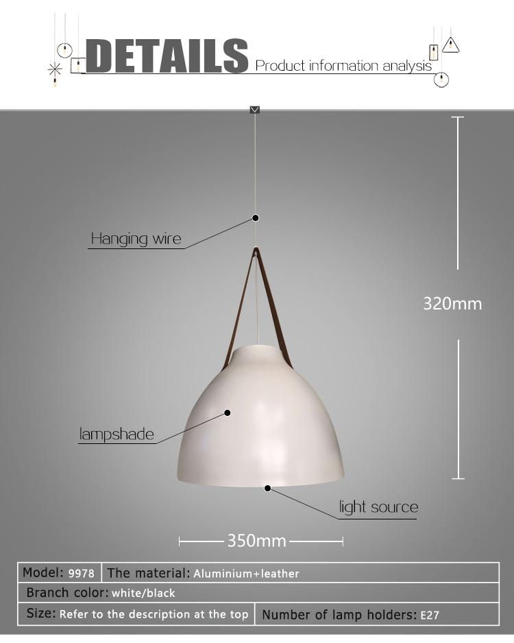 Modern Home Aluminium Open Leather Belt Pendant Lights