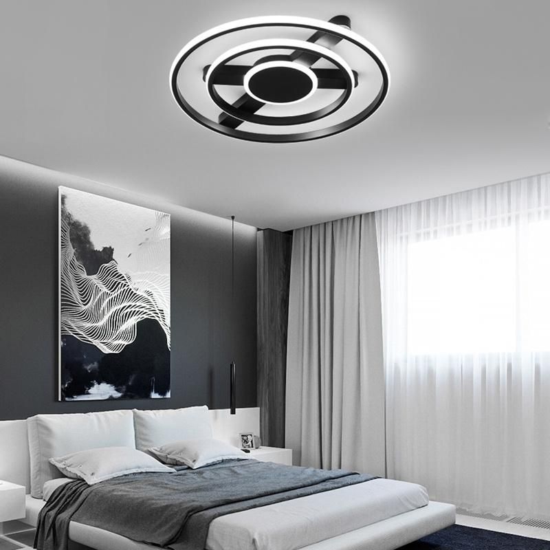 Round Ceiling Lamp Sitting Room Light Modern Black and White Light