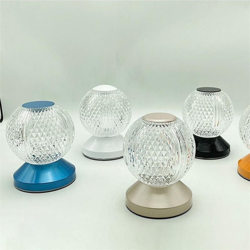 Round Crystal Lamp LED Bedroom Head of Bed Creative Simple Touch Rechargeable USB Small Night Light