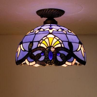 Small Tiffany Style Surface Mounted Kitchen Dining Room Ceiling Lamp Wh-TA-06