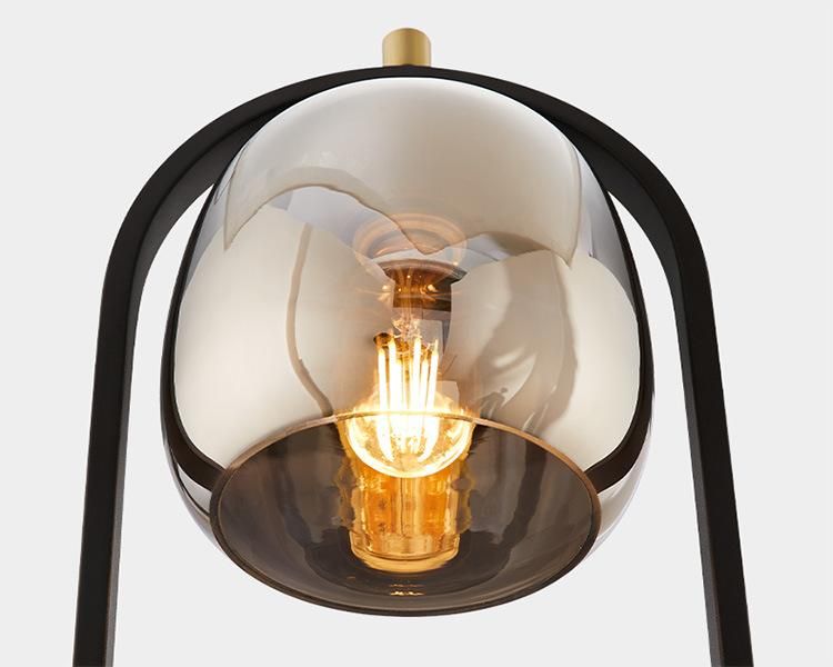 Fashion Modern Glass Black Desk Table Lamp Light for Home Bedside, Living Room