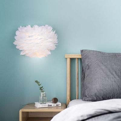 Nordic Pure White Feather Light Wall Lamp Romantic Sconces Lamp for Bedside Lighting (WH-OR-142)