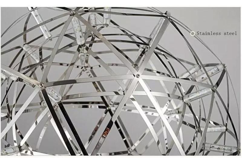 Modern Stainless Steel Ball Firework Restaurant Villa Hotel Project LED Chandelier Pendant Lighting