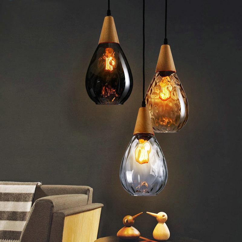 Nordic Glass Pendant Light for Living Room Water Drop Shape Hanging Lamp