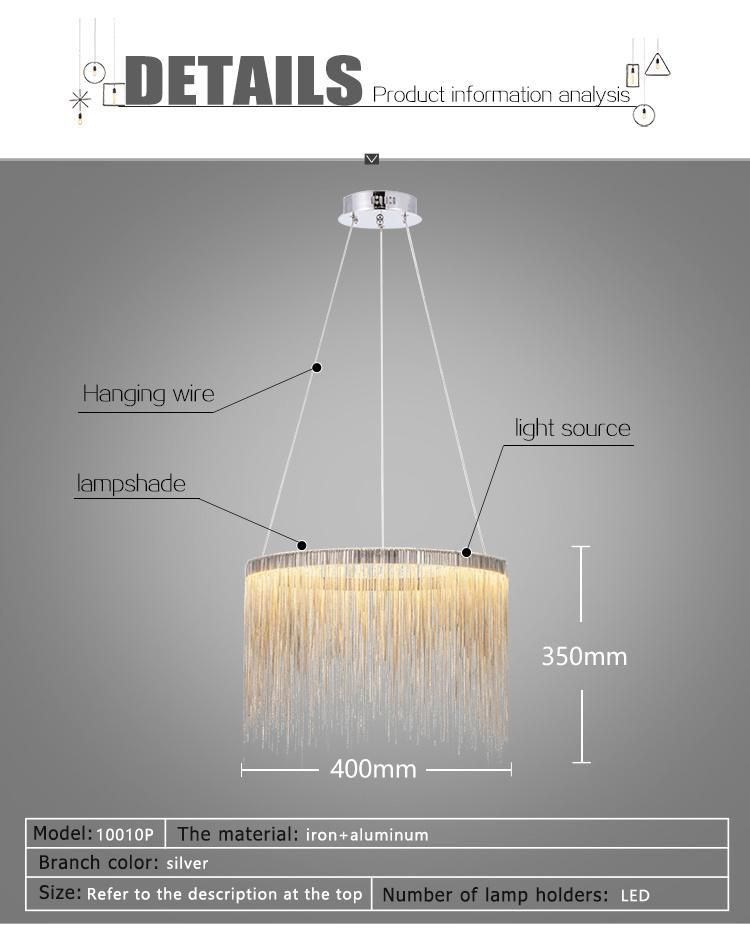 Silver Aluminium Chain Tassel Ring Modern Chandelier